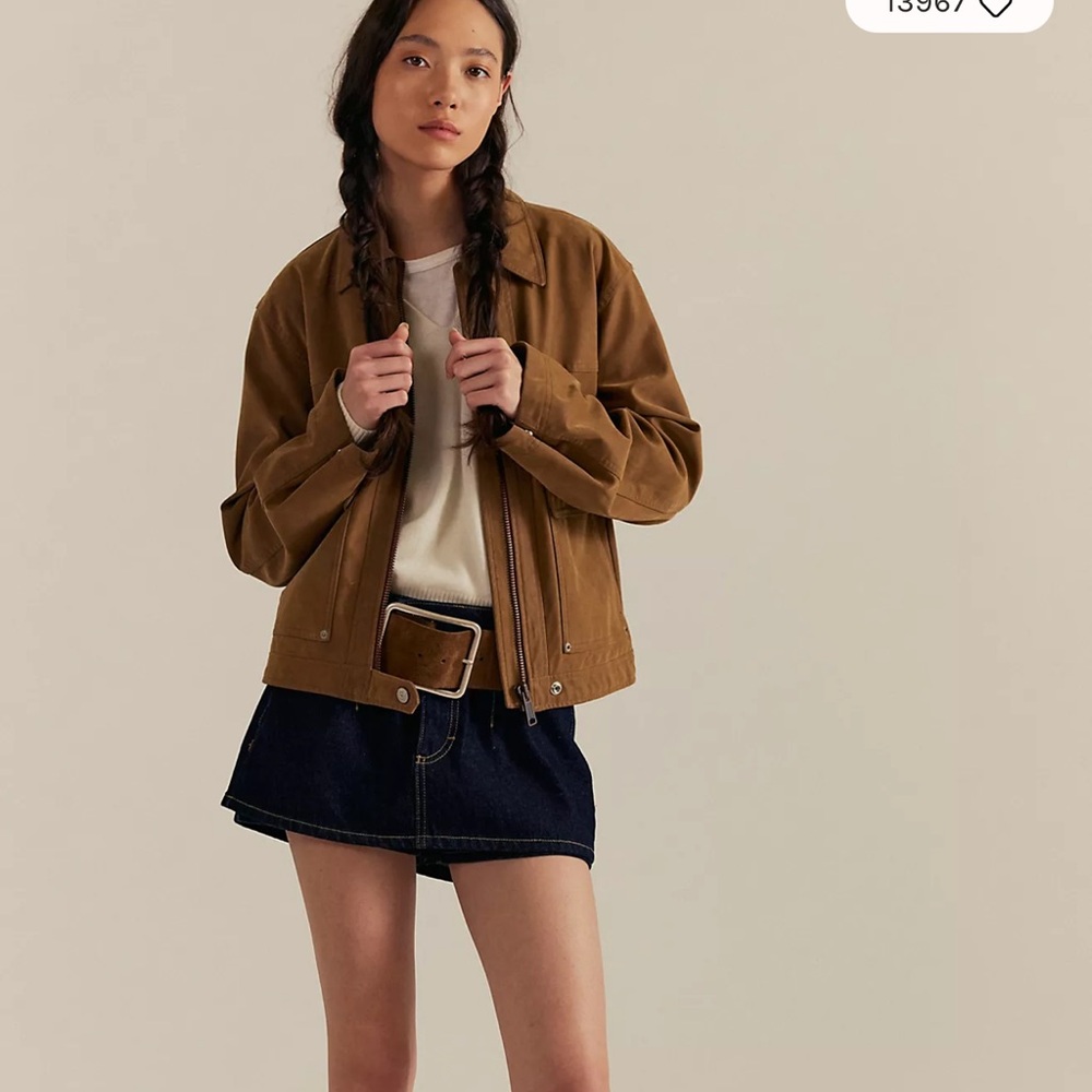 Free People Suede Brown Cropped Jacket - Picture 2 of 5